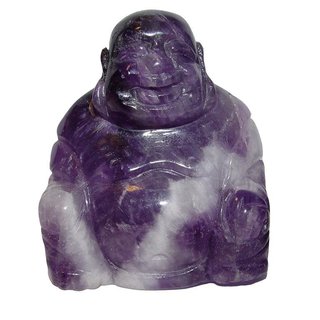 Amethyst gebndert Buddha ca. 45 x 50 mm aus echtem Edelstein Happy Buddha sitzend