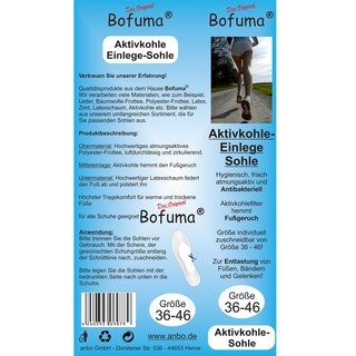 Bofuma® Einlegesohlen unisex in der Größe 36-46 zuschneidbar:: Aktivkohle