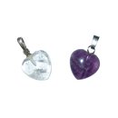 Amethyst und Bergkristall mini Herz Anhnger mit...