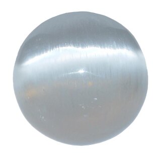 Selenit Kugel ca. 50 mm Ø incl. 1 Hämatit Ring als Kugelständer