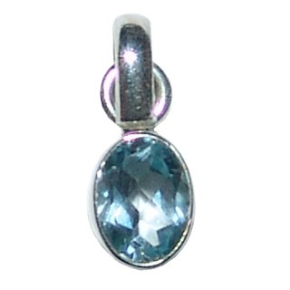 Topas blau facettierter 925er Silberanhnger  ca. 10 mm Super A* Qualitt