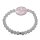 Rosenquarz 6 mm Kugel Armband mit flachem Trommelstein ca. 20 mm, Größe des Armbandes ca. 19 - 20 cm