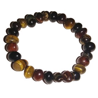 Tigerauge braun und Tigerauge rot Armband polierte Trommelsteine ca. 18 - 20 cm auf Strechband
