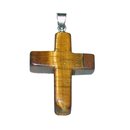 Tigerauge Kreuz Anhnger mit silberfarbener Metallse ca....