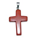 Jaspis rot Kreuz Anhänger mit silberfarbener Metallöse...