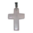 Rosenquarz Kreuz Anhänger mit silberfarbener...