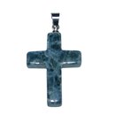 Sodalith Kreuz Anhnger mit silberfarbener Metallse ca....
