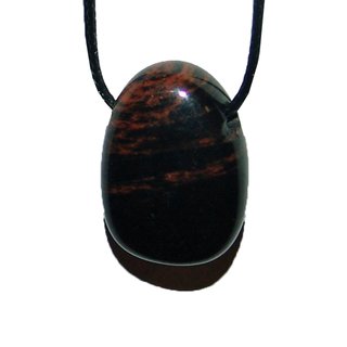 Lamellen Obsidian Anhänger Trommelstein ca. 30 x 20 mm, mit Bohrung ca. 2,5 mm