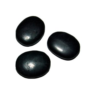3 Stck Shungit / Schungit kleine Trommelsteine Handschmeichler flach ca. 20 - 25 mm