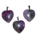 Amethyst Herz Anhänger ca. 20 mm, mit silberfarbener...