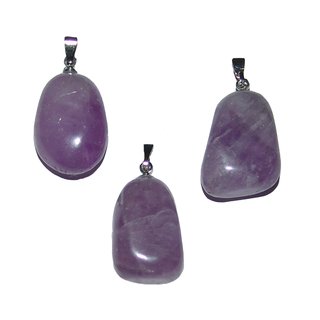 Amethyst kleiner Trommelstein Anhnger ca. 20 x 15 mm, mit silberfarbener Metallse
