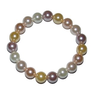 Muschelkern Perlen Kugel Armband 10 mm pastell farben  auf stabilem Stretchband aufgezogen