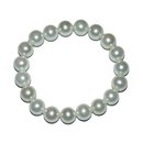 Muschelkern Perlen Kugel Armband 10 mm wei auf stabilem...