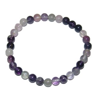 Fluorit lila  Kugel Armband 6 mm auf stabilem Stretchband aufgezogen