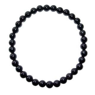 Obsidian schwarz Kugel Armband 6 mm auf stabilem Stretchband aufgezogen