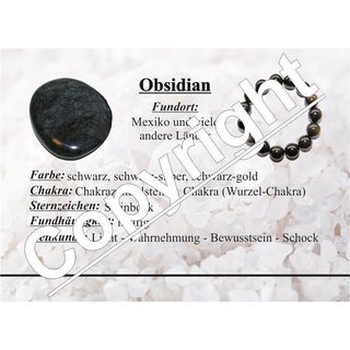 Obsidian schwarz Kugel Armband 6 mm auf stabilem Stretchband aufgezogen