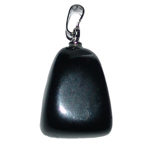 Obsidian Anhnger Trommelstein ca. 20 mm, mit silberfarbener Metallse