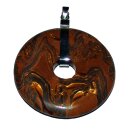 Tigerauge u. Tigereisen Donut Anhänger rund ca. 45 mm mit silberfarbigem Clip
