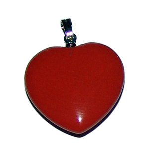 Jaspis rot Herz Anhnger mit silberfarbener Metallse ca. 20 mm