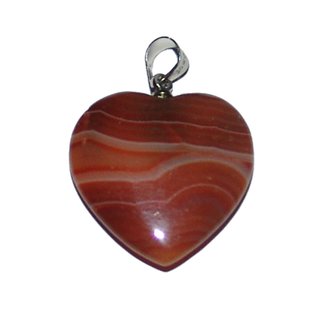 Achat carneolfarben Herz Anhnger mit silberfarbener Metallse ca. 20 mm