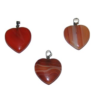 Achat carneolfarben Herz Anhnger mit silberfarbener Metallse ca. 20 mm