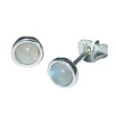 Regenbogen Mondstein 925er Silber Ohrstecker mit 4 mm...