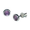 Amethyst 925er Silber Ohrstecker mit 4 mm Cabochon