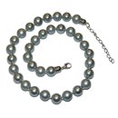 Muschelkern Perlen 12 mm Kugel Kette silber grau  mit...