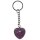 Amethyst Herz Schlüsselanhänger ca. 25 mm mit Kette und Schlüsselring ca. 85 mm