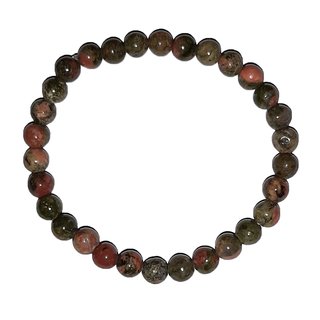 Unakit/Epidot 6 mm Kugel Armband ca. 19 - 20 cm auf Stretchband