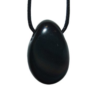 Obsidian schwarz Anhänger Trommelstein mit schönem Schimmer ca. 30  x 20 mm mit Bohrung ca. 2,5 mm