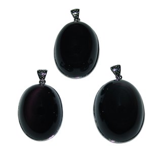 Regenbogen Obsidian Anhnger in silberfarbener Metallfassung ca. 30 - 35 mm