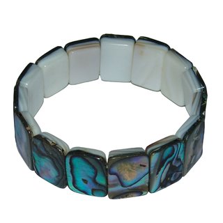Paua Shell Muschel Armband Rechteck doppelt aufgezogen ca. 19 - 20 cm auf Stretchband
