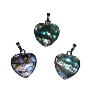 Paua Shell Herz Anhnger ca. 20 mm, in silberfarbener Metallfassung mit se