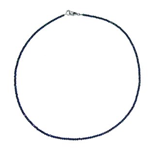 Azurit- Malachit 2 mm facettierte Kugelkette ca. 45 cm mit 925er Silber Karabiner Verschluss