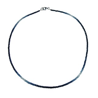 Saphir 3 mm facettierte Kugel Kette mit Farbverlauf ca. 45 cm mit 925er Silber Karabinerverschluss