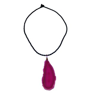 Achatscheibe pink gefrbt mit Clip ca. 60 - 90 mm an Baumwoll Kette ca. 45 cm