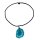 Achatscheibe blau gefärbt mit Clip ca. 60 - 90 mm an Baumwoll Kette ca. 45 cm