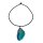 Achatscheibe blau gefärbt mit Clip ca. 60 - 90 mm an Baumwoll Kette ca. 45 cm