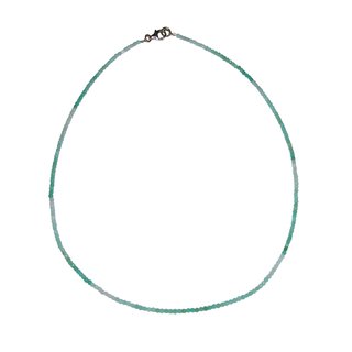 Chrysopras 2 mm facettierte Kugel Kette ca. 45 cm mit 925er Silber Karabiner Verschluss