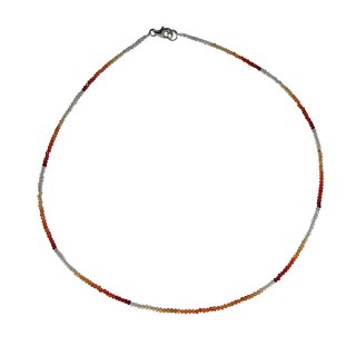 Feueropal 2 mm facettierte Kugel Kette ca. 45 cm mit 925er Silber Karabiner Verschluss