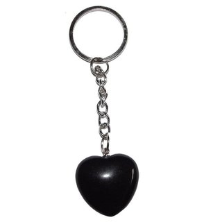 Obsidian schwarz Herz Schlsselanhnger ca. 25 mm mit Kette und Schlsselring ca. 85 mm