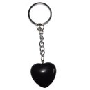 Obsidian schwarz Herz Schlüsselanhänger ca. 25 mm mit...