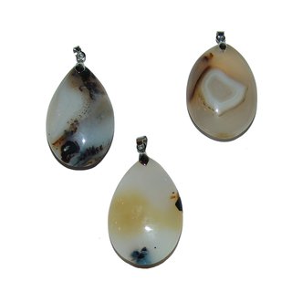 Achat Natur Anhnger Tropfen ca. 30 - 40 mm teilweise mit Oberflchenstruktur A* extra Qualitt mit silberfarbenen Clip