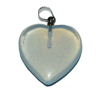 Opalith (Glas, synthetisch) herz Anhnger mit silberfarbener Metallse ca. 20 mm