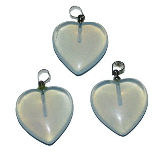 Opalith (Glas, synthetisch) herz Anhnger mit silberfarbener Metallse ca. 20 mm