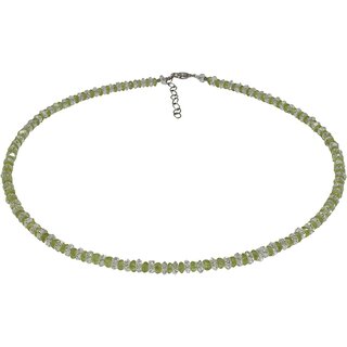 Edelsteincollier Peridot mit Herkimer Diamant, 925oo Silber, ca.45.5 - 49.5 cm