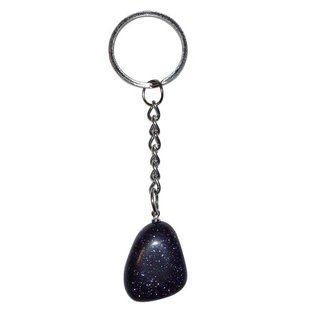 Blaufluss Trommelstein Schlsselanhnger blauer Goldfluss (synthetisch) ca. 20-25 mm mit Kette und Schlsselring