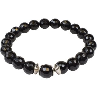 Energie-Balance Armband/schwarzer Turmalin, Ø ca. 10 mm/Silber/ca. 20,5 cm, Größe L