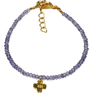 Glcks-Armband, Bergkristall farbveredelt fac, Violett, Si. verg, ca. 19-21 cm